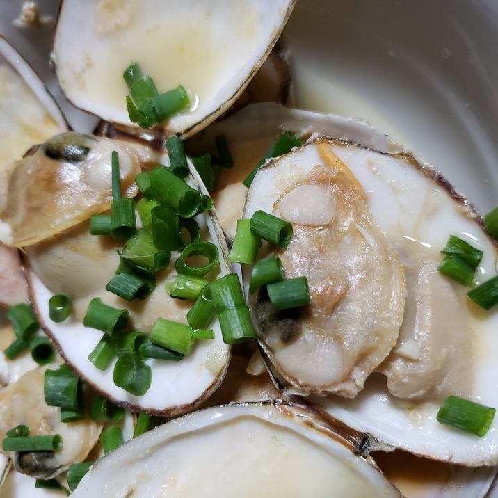 白貝の酒蒸し、ほんのりバター風味